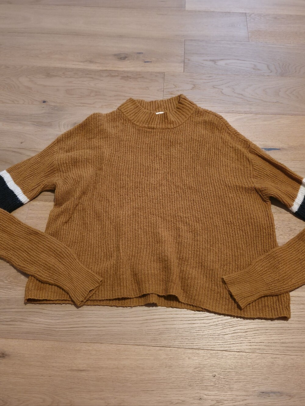 Women's Cropped Rib-Knit Sweater - Mustard